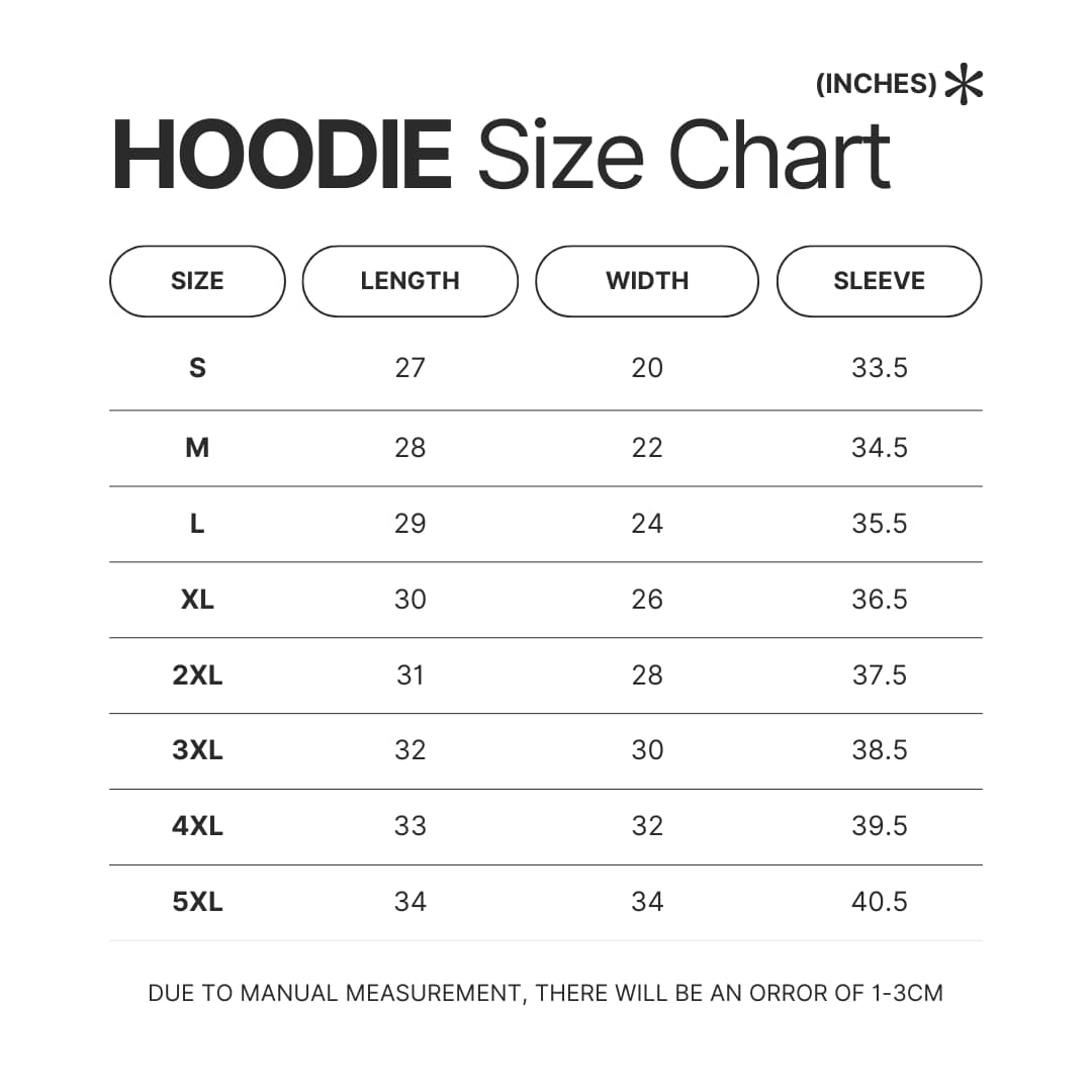 Hoodie Size Chart - Conan Gray Merch