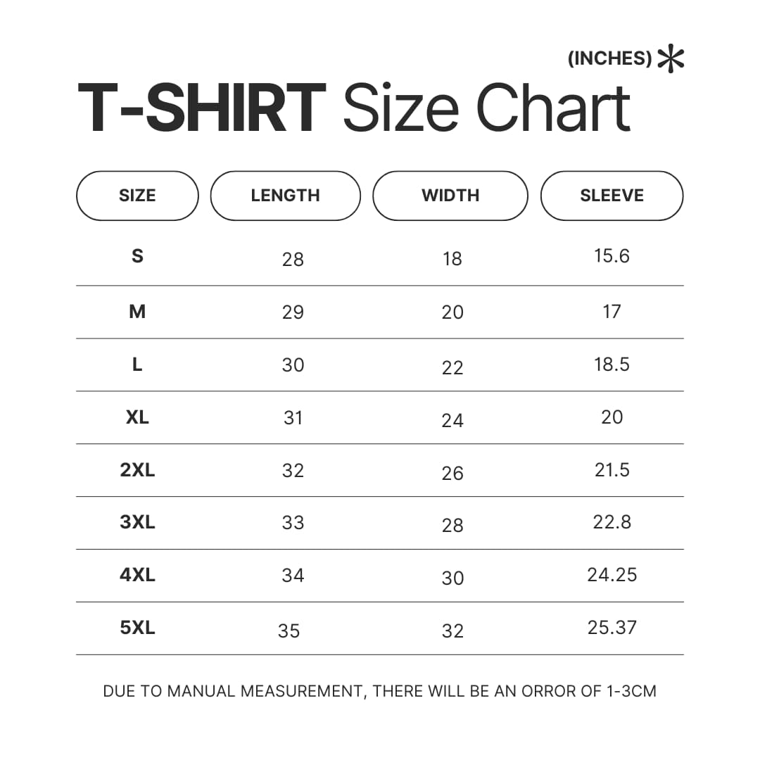 T shirt Size Chart - Conan Gray Merch